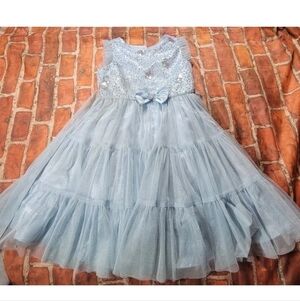 Jona Michelle Girls Sparkling Sequin Star Dress Blue Size 5 Tulle Party Tutu